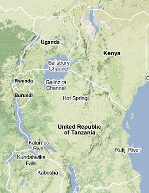 Map of East Africa. Ethan Kinsey Safaris may visit Tanzania, Kenya, and Rwanda Map of East Africa